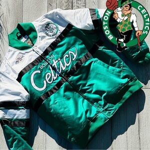 Mitchell & Ness Green and White Boston Celtics Bomber Jacket